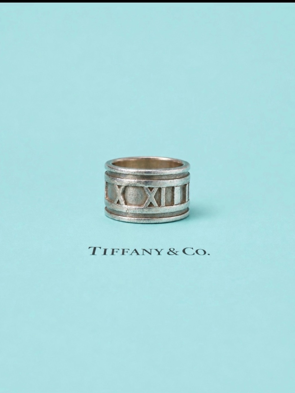 Tiffany & Co. Atlas Roman Numeral Ring Sterling Silver 925 Vintage Size 7/7.5